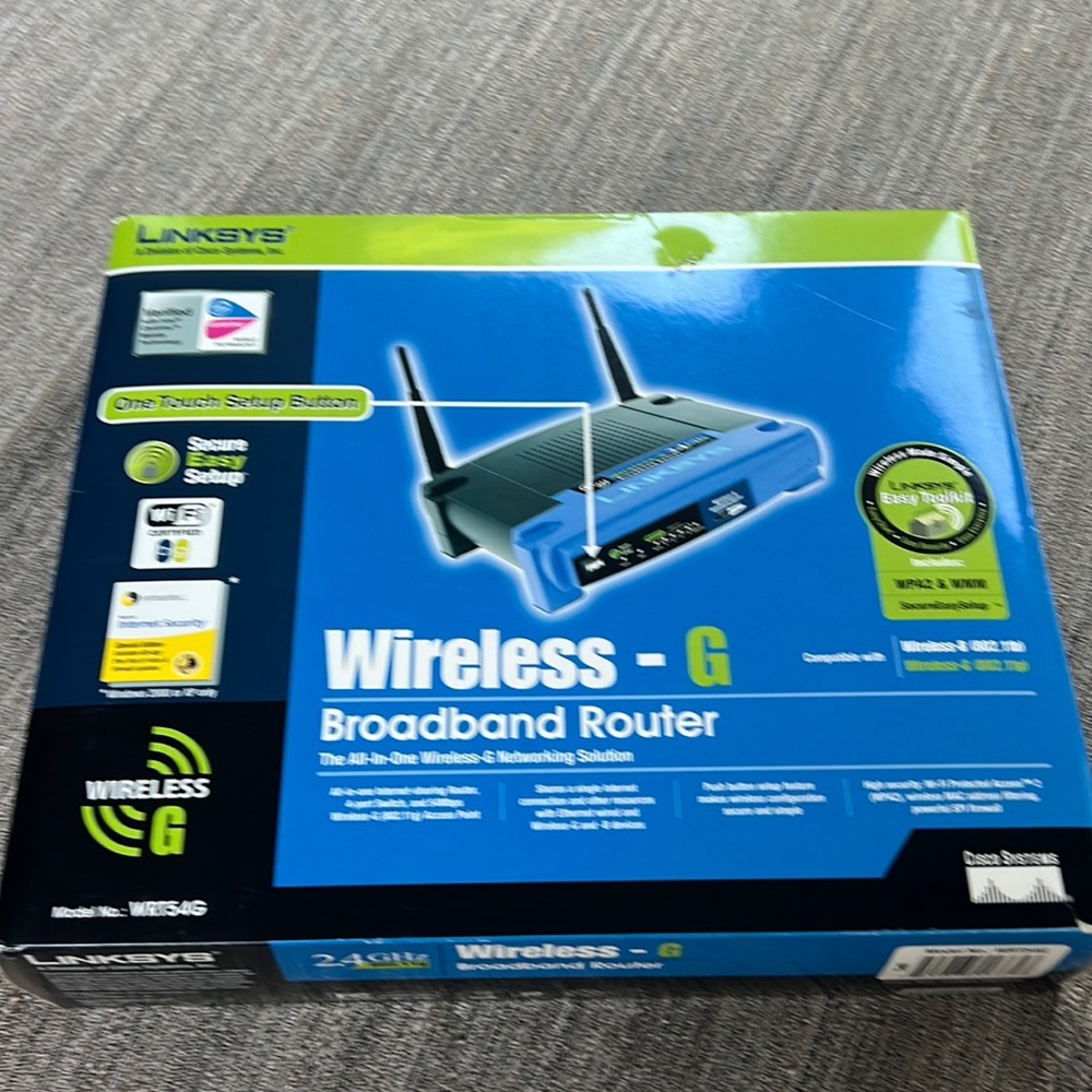 Linksys 2.4GJz Wireless G Broadband Router.  NIB